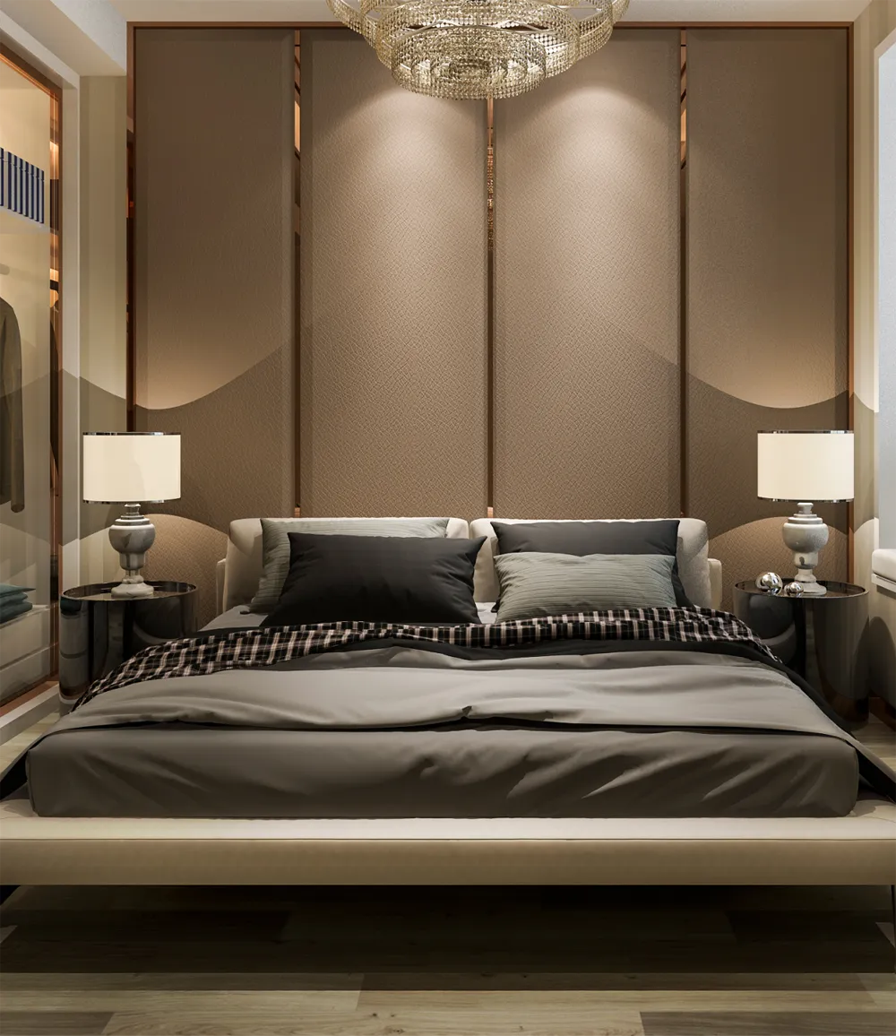 Rooms 3d Rendering Luxury Modern Bedroom Suite In Hotel CTLL6EK
